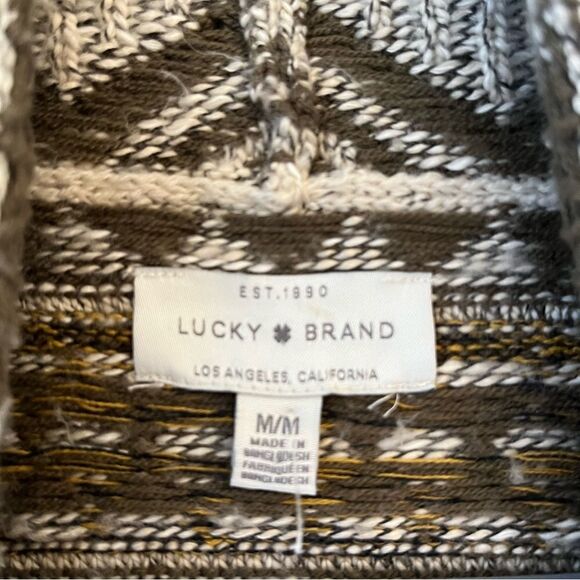 Lucky Brand Jaquard Knit Open Cardigan Neutral tan and brown, NWOT Medium - Picture 6 of 12